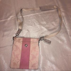Pink and cream Coach crossbody purse